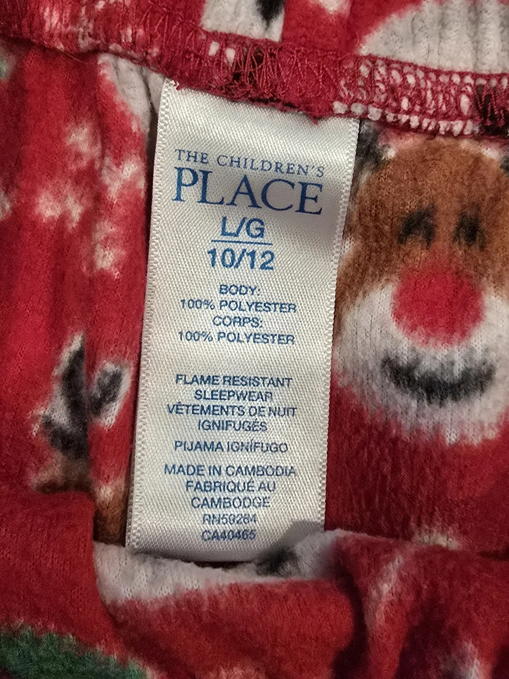 Childrens Place Red Fleece Pajama Top with Santa Snowman & Reindeer